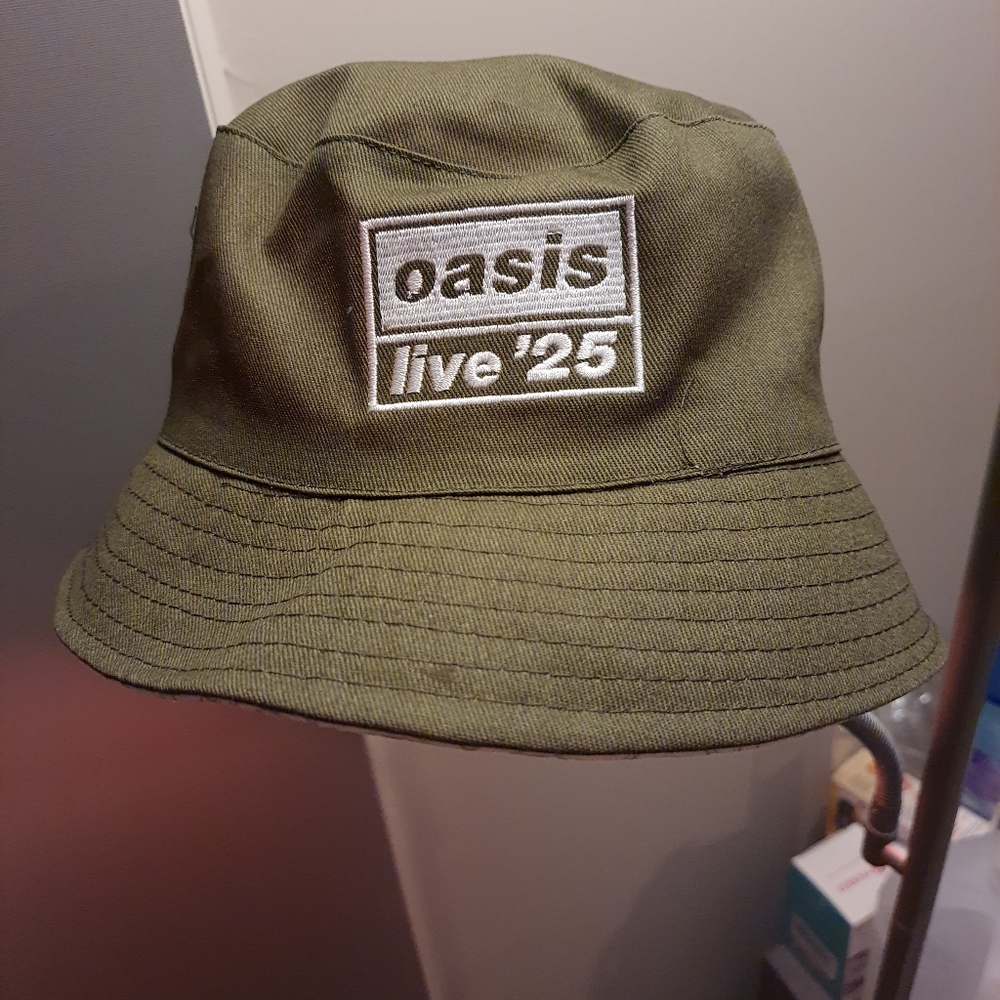 Authentic Oasis Live '25 Olive Embroidered Bucket Hat Forest Green